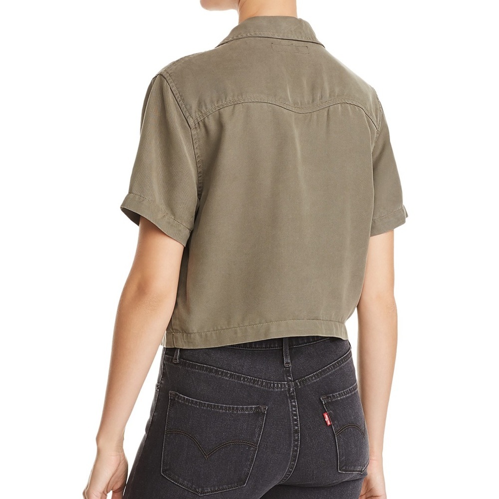Hudson western cropped snap front shirt Olive Green Cropped size M - Picture 3 of 11